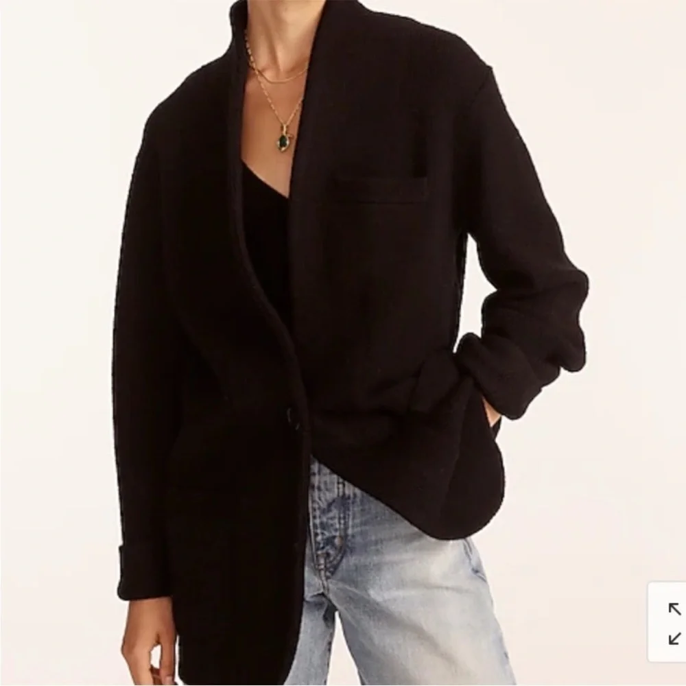 NWT J Crew Cocoon Alpaca Blend Black Longline‎ Minimalist sweater-blazer BA551